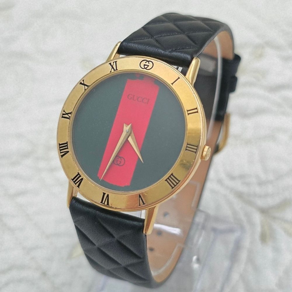 Vintage Gucci Sherry Line Men's Watch 3000M Quartz 33mm Classic Quilted Strap
